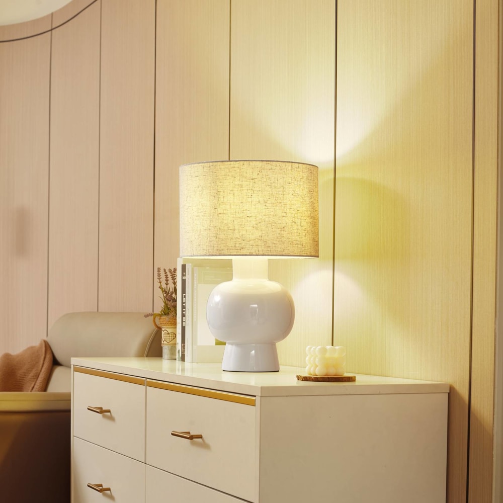 Lampe à poser en textile blanc — vue 4