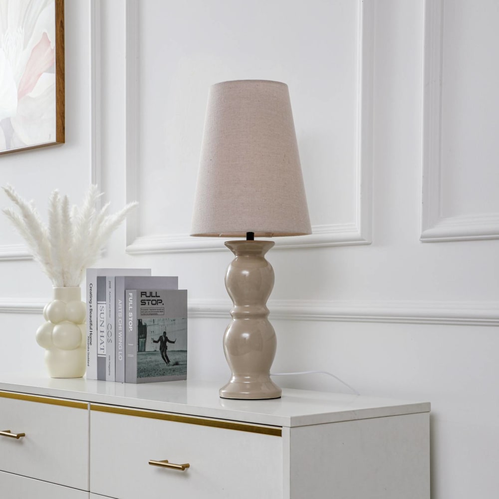 Lampe à poser en céramique beige — vue 3
