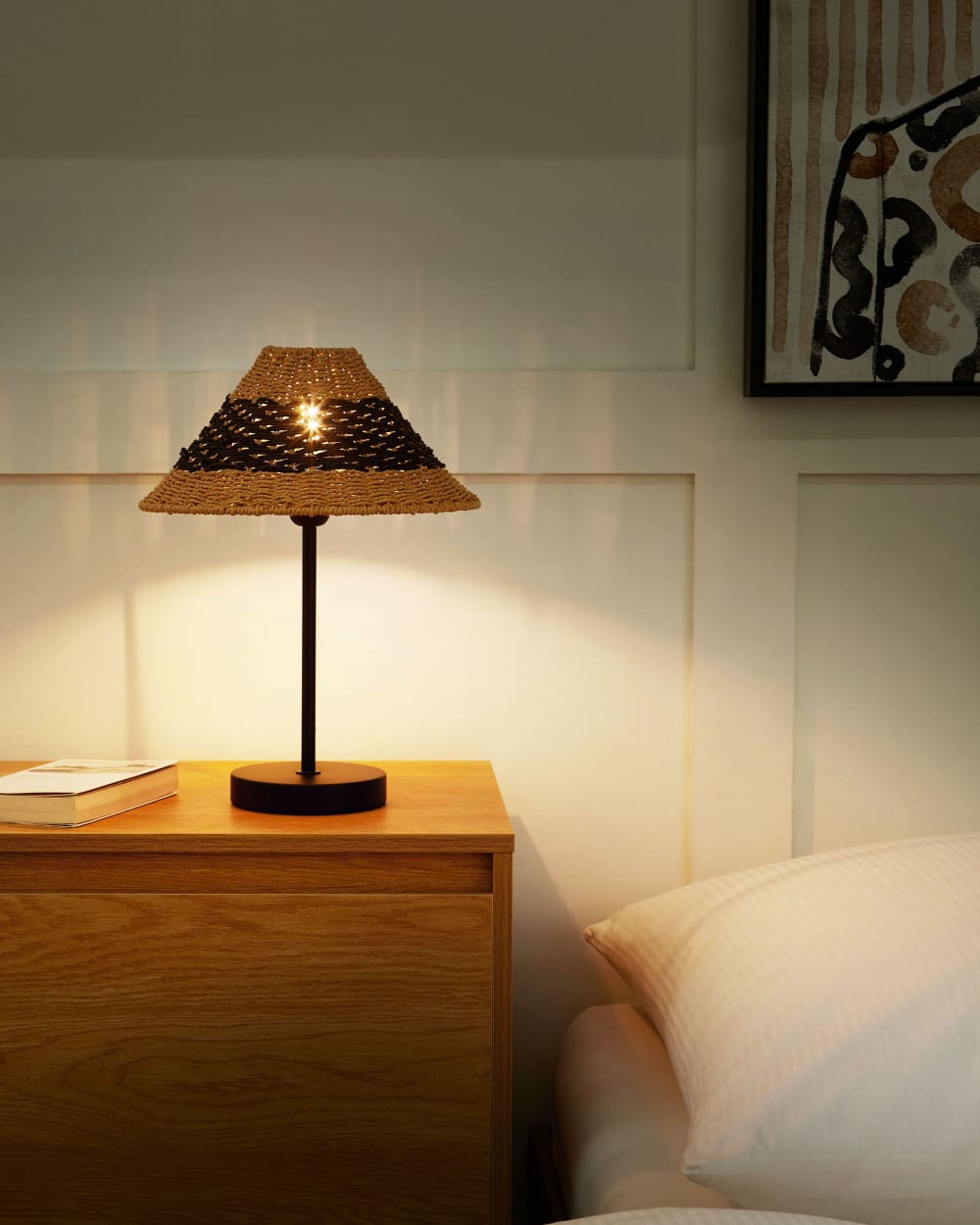 Lampe à poser corde en papier noir — vue 3