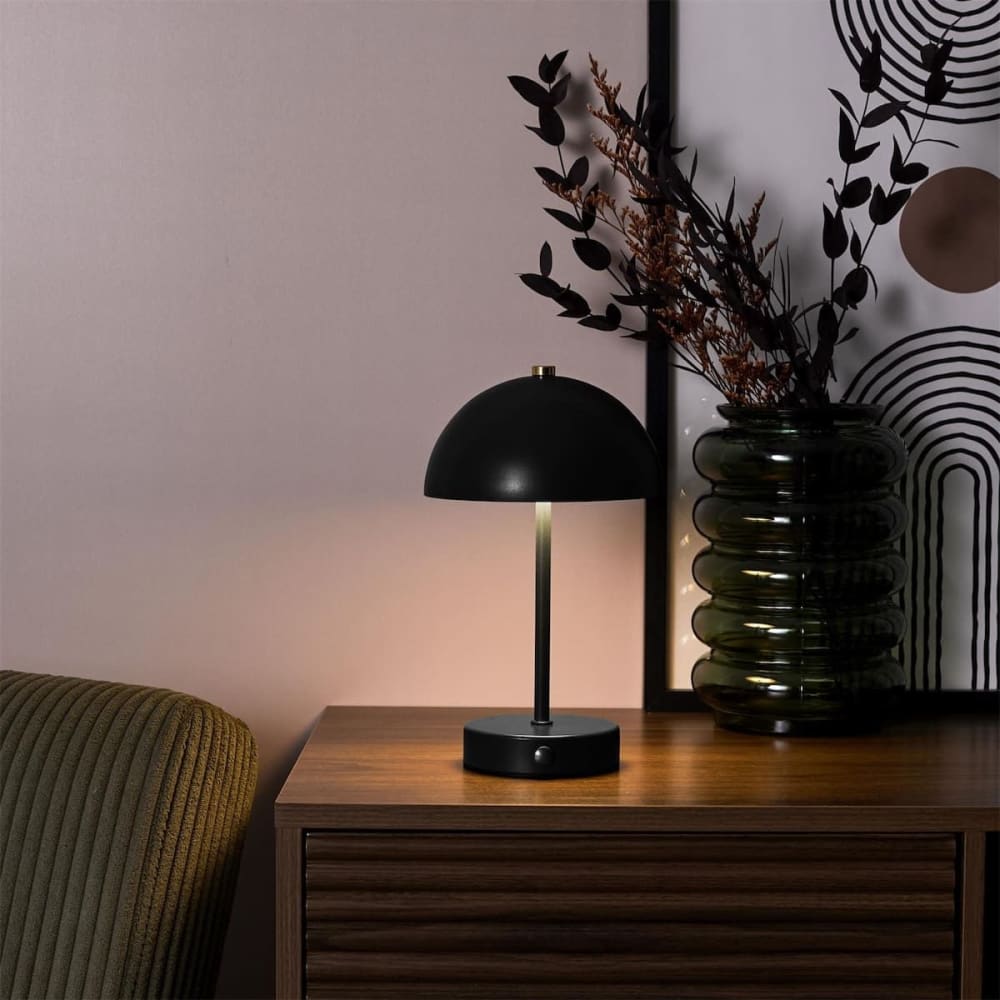 Lampe à poser en métal noir rechargeable (h25cm) — vue 3