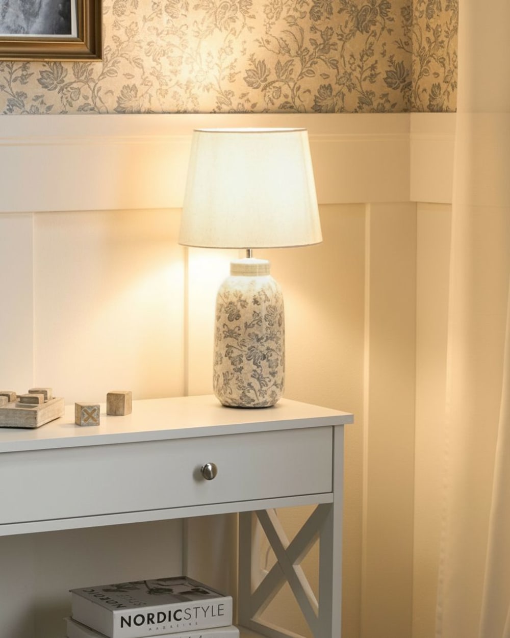 Lampe à poser céramique blancbleu — vue 3