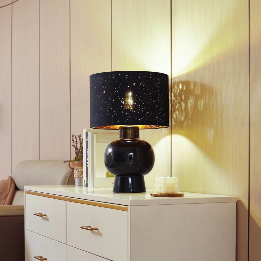 Lampe à poser en textile noir — vue 3