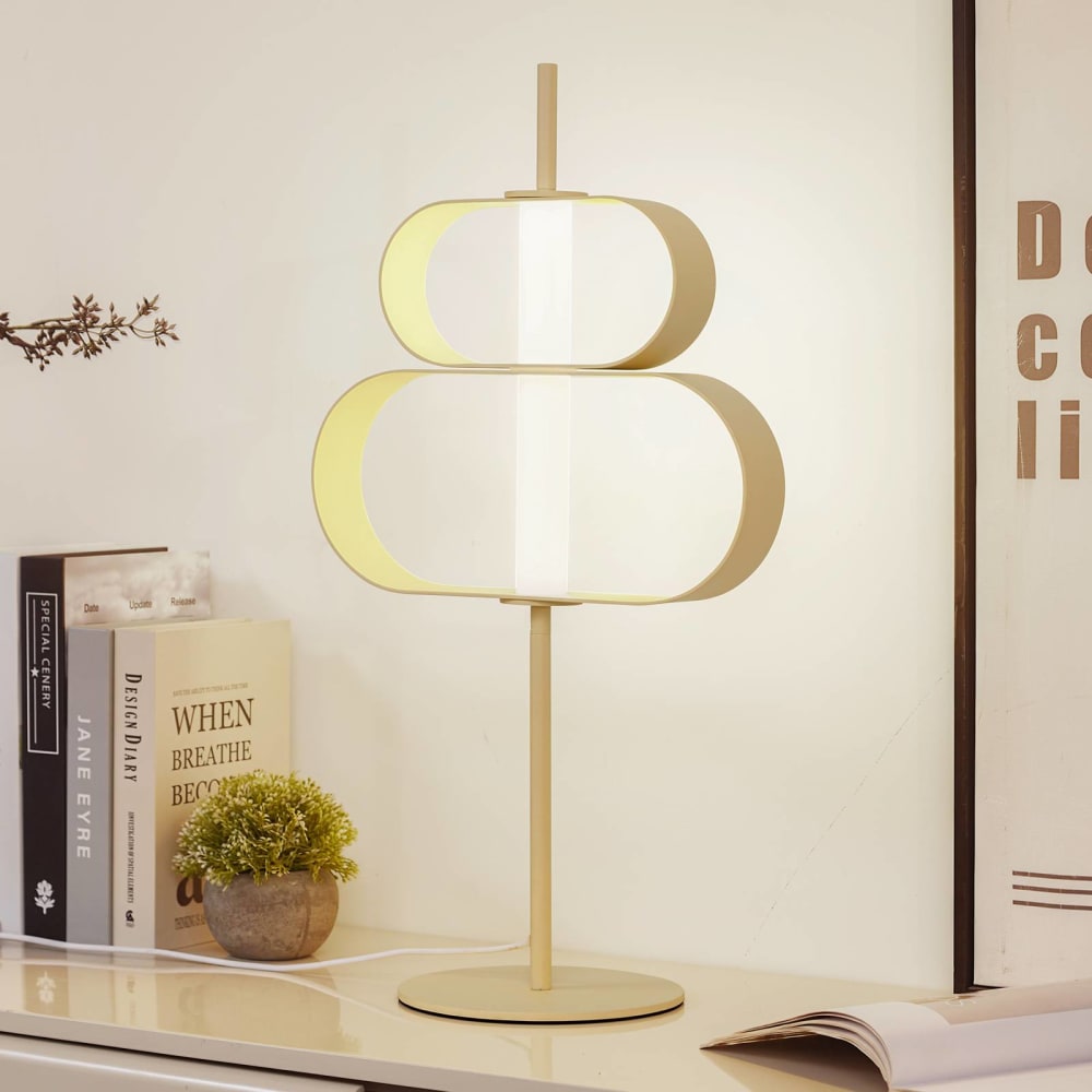 Lampe à poser en métal beige — vue 3