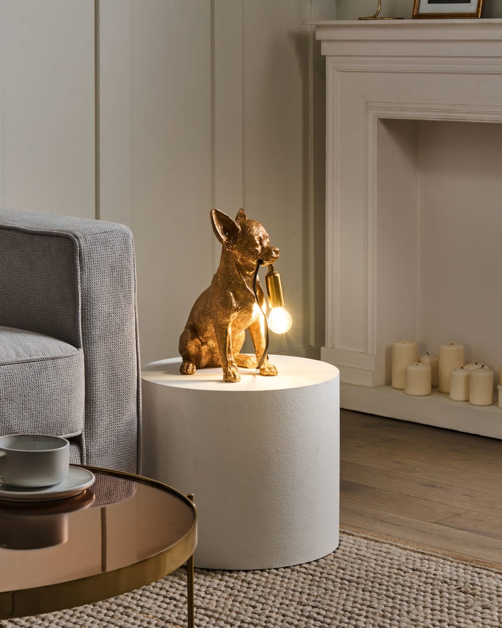 Lampe à poser chien doré — vue 3