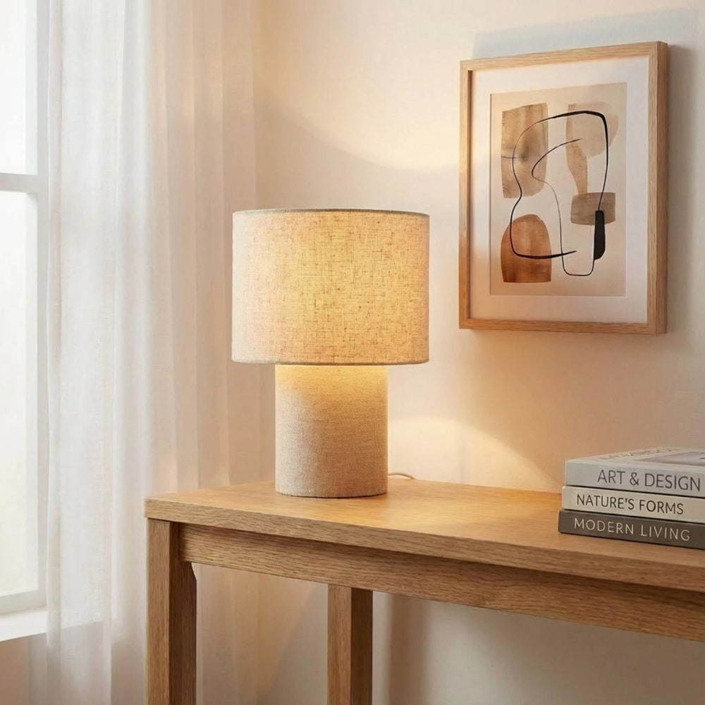 Tischlampe aus Textil, creme - Maisons Du Monde