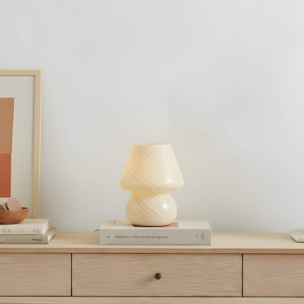 Lampe à poser en verre orange / jaune — vue 4
