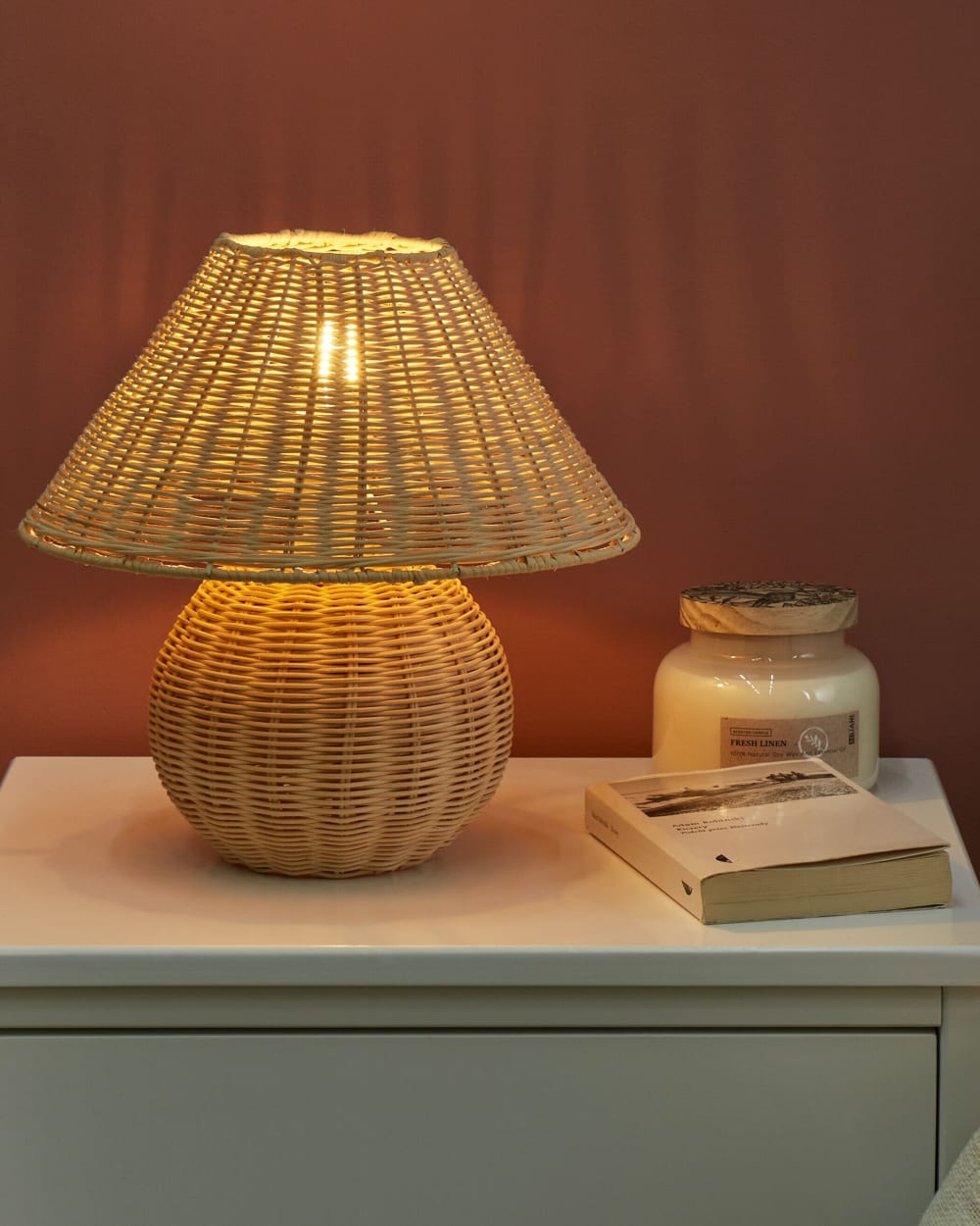Lampe à poser rotin naturel — vue 3