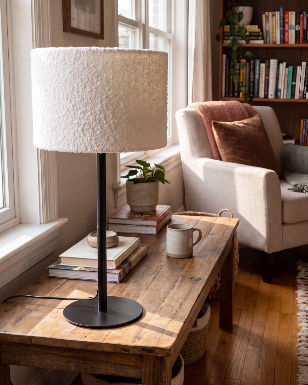 Tischleuchte aus Stoff 40cm, weiß - Maisons Du Monde