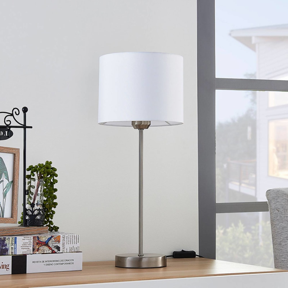 Lampe à poser en textile gris — vue 3