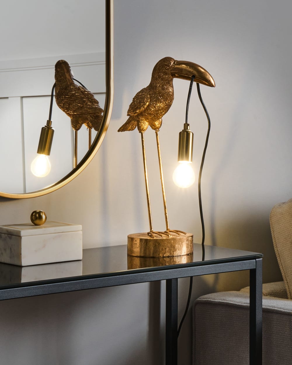 Lampe à poser toucan doré — vue 3