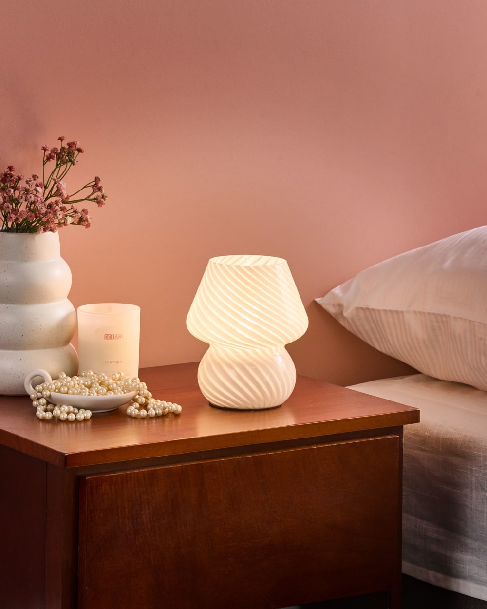 Lampe à poser verre blanc — vue 3