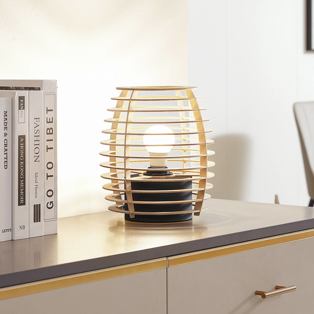 Lampe à poser en bois marron — vue 3