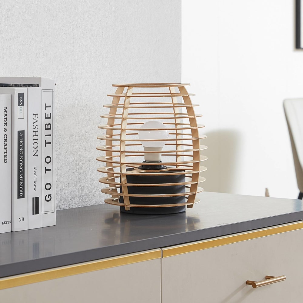 Lampe à poser en bois marron — vue 4