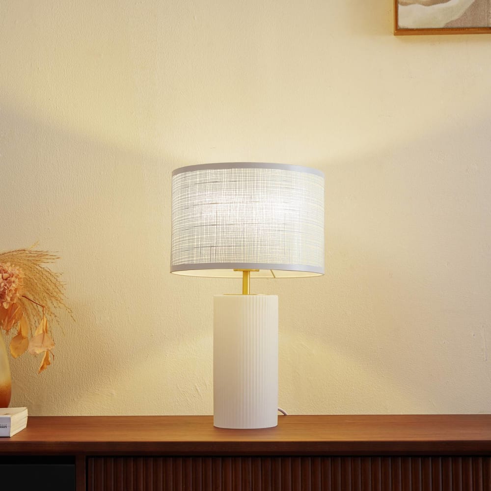 Tischlampe aus Glas, weiß - Maisons Du Monde