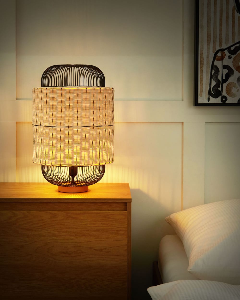 Lampe à poser rotin naturel — vue 3