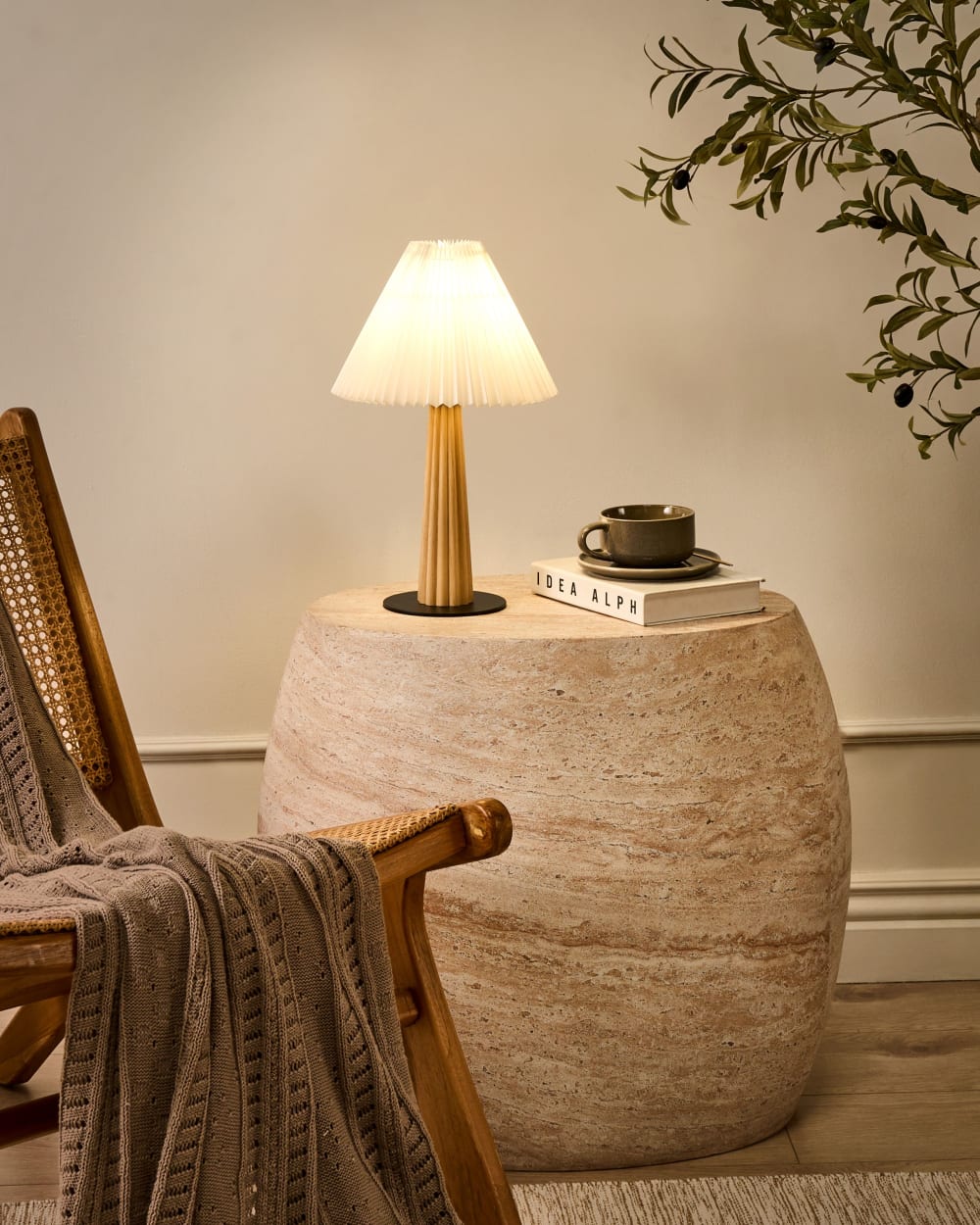 Lampe à poser bois naturel — vue 3