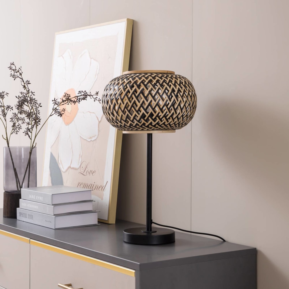 Lampe à poser en bois marron — vue 3