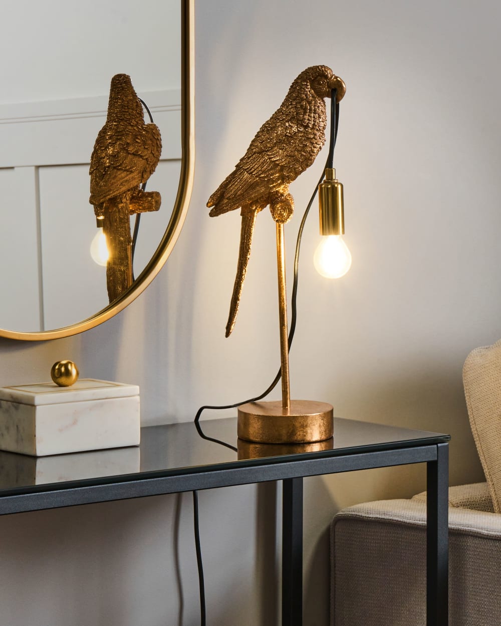Lampe à poser perroquet doré — vue 3