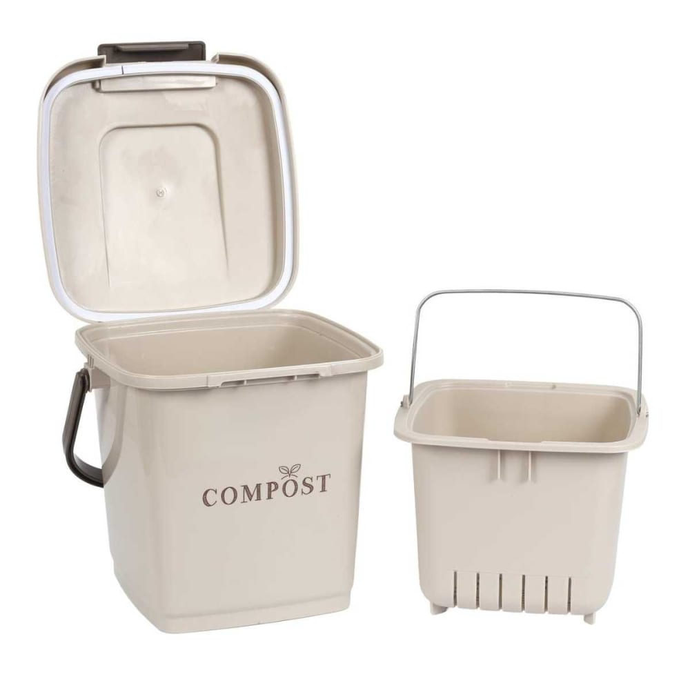 Poubelle  à compost 8l avec panier perforé et couvercle à clapet