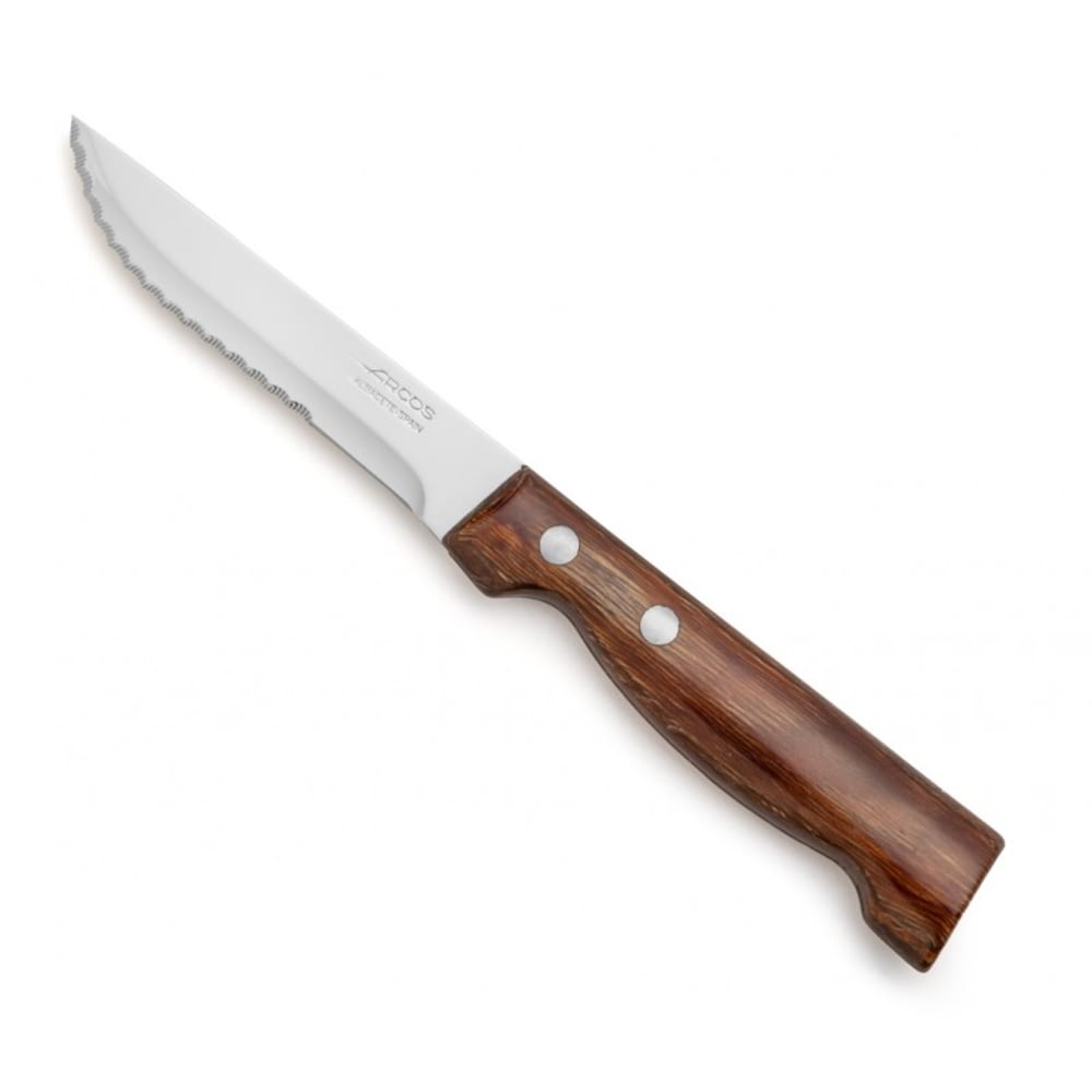 Couteau à steak Côte à l'os lame crantée 11 cm - Bois Brun