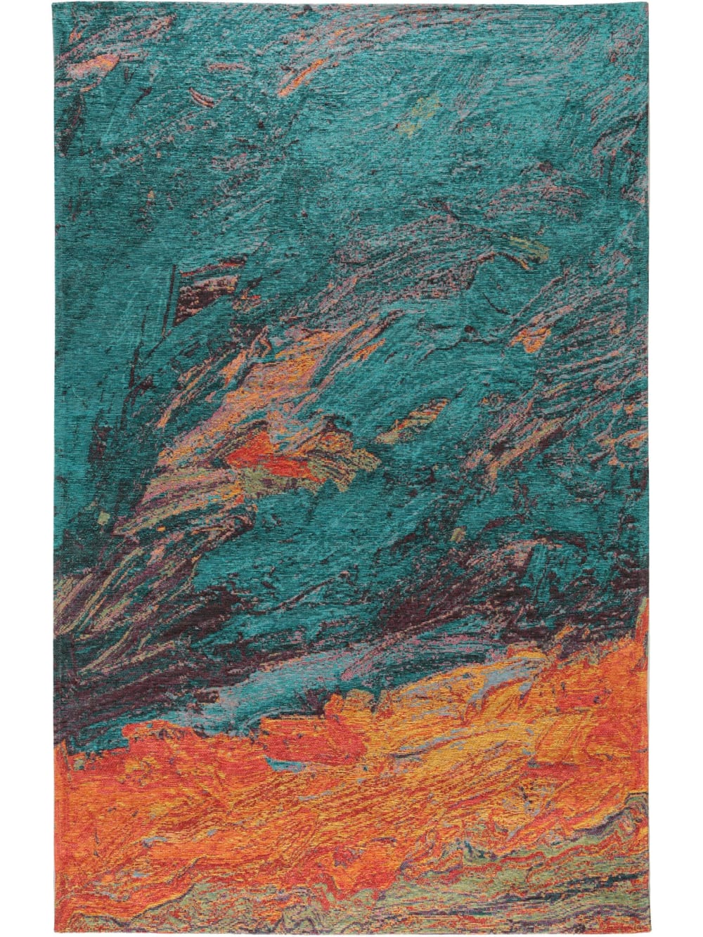 Tapis tissé à plat turquoise 75x165