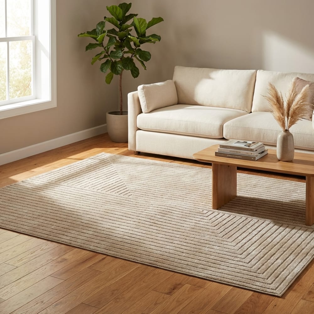 Tapis poils courts à relief nolan beige 280x370cm — vue 3