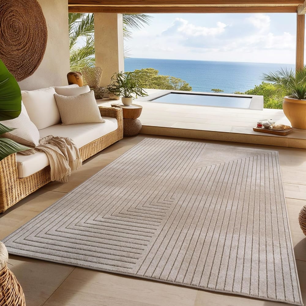 Tapis poils courts à relief nolan beige 280x370cm — vue 4