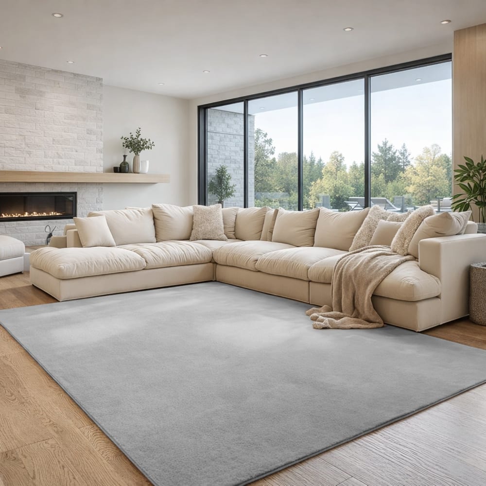Tapis à poils doux lavable argent 80x250cm — vue 3
