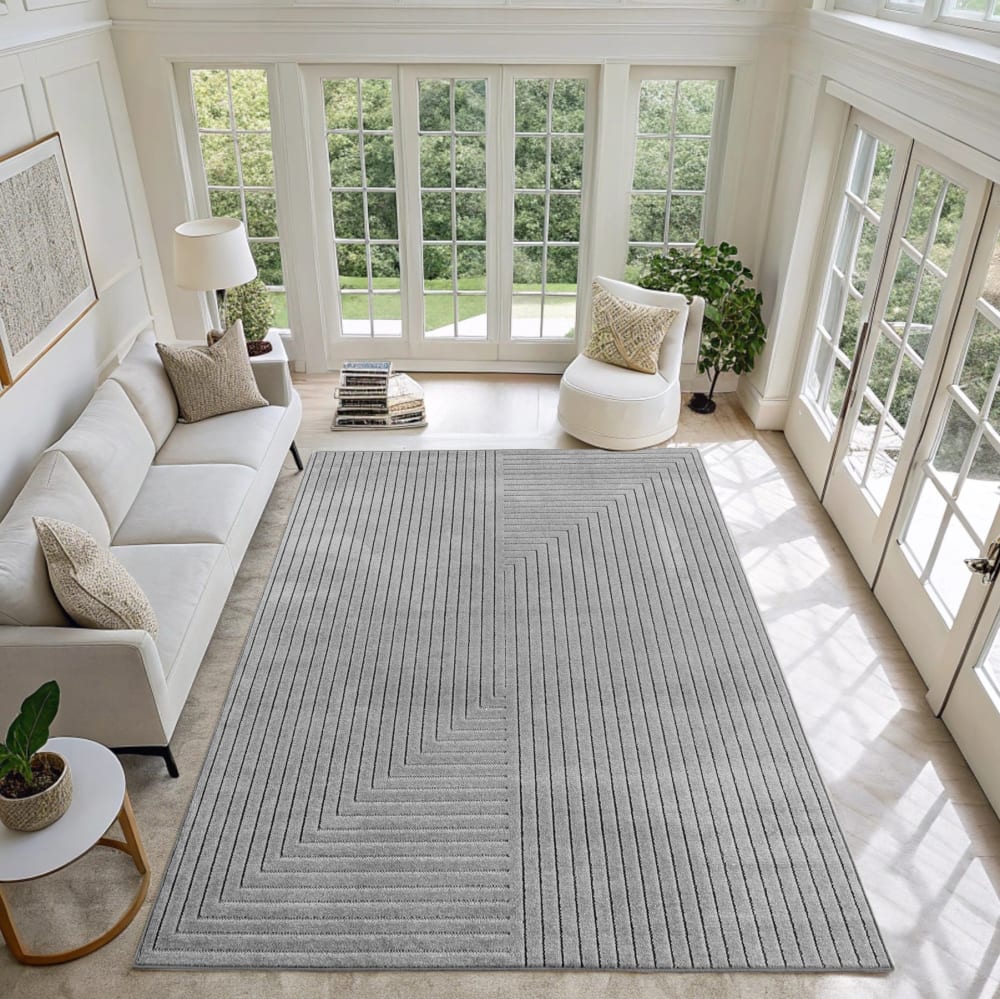 Tapis poils courts à relief nolan gris 280x370cm — vue 3