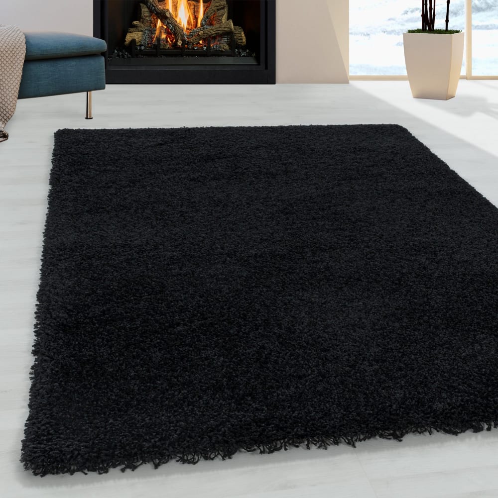 Tapis à poils longs doux noir 100x200cm — vue 3