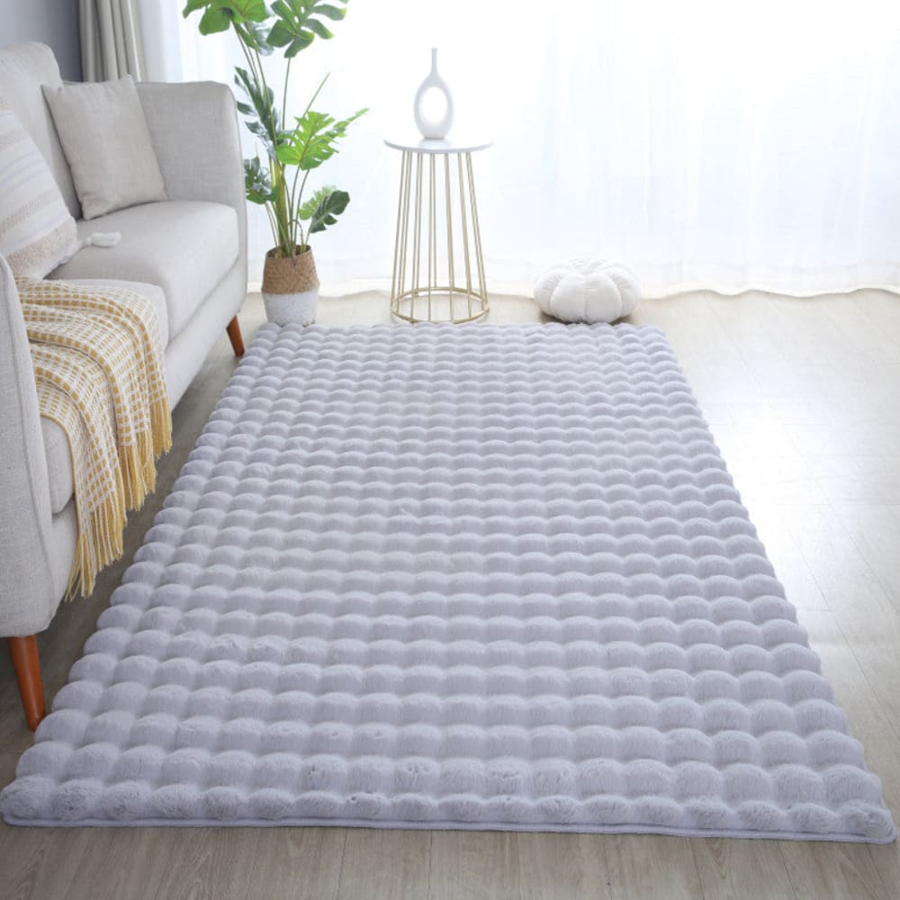 Tapis de fourrure à relief argent 80x250cm — vue 3