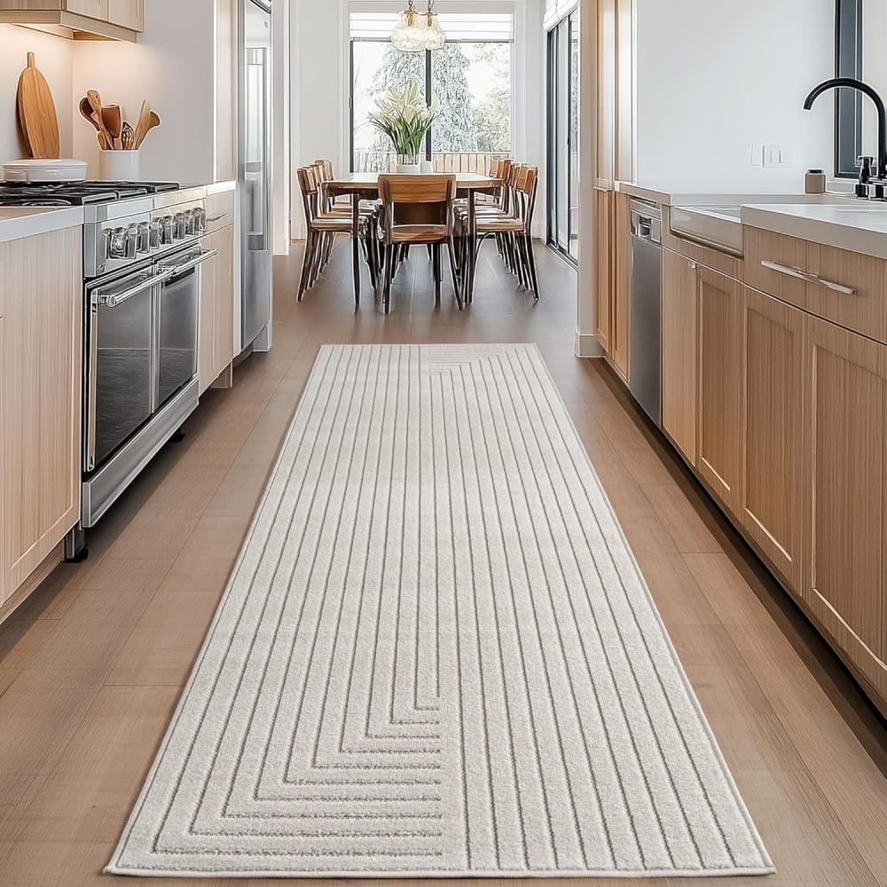 Tapis poils courts à relief nolan crème 80x150cm — vue 4