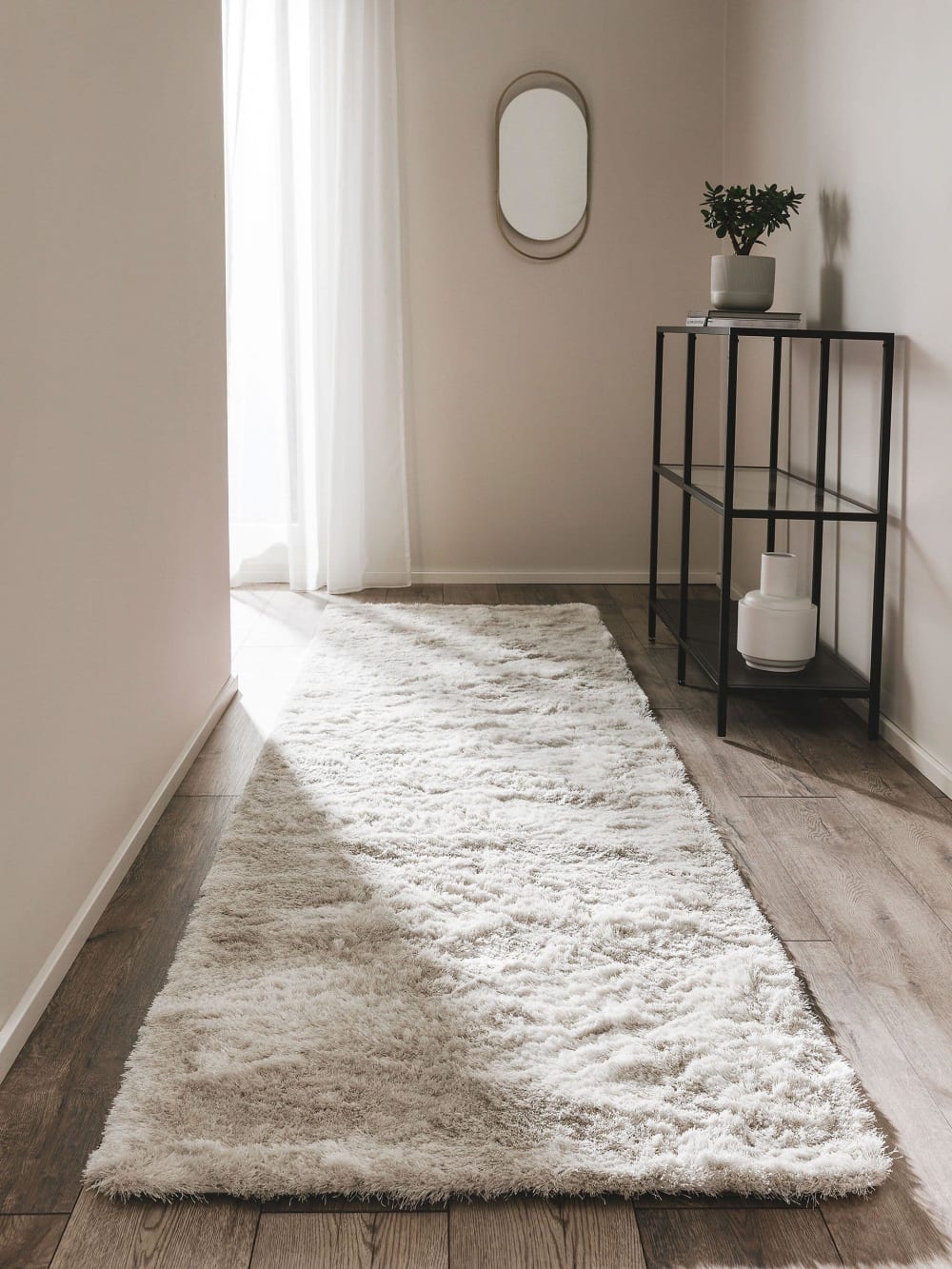 Tapis à poils longs beige 80x300 — vue 3