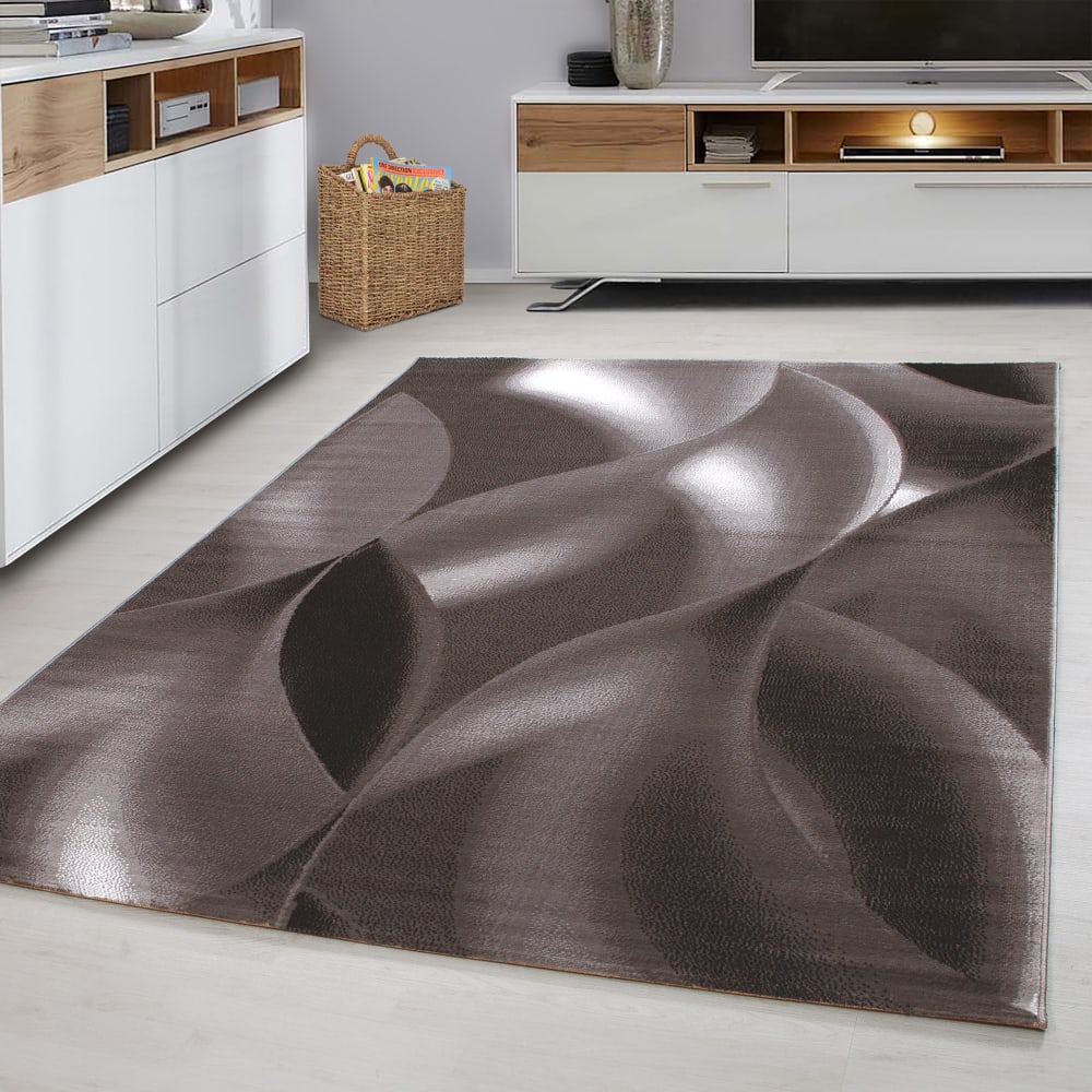 Tapis à vagues abstrait marron 160x230cm — vue 3