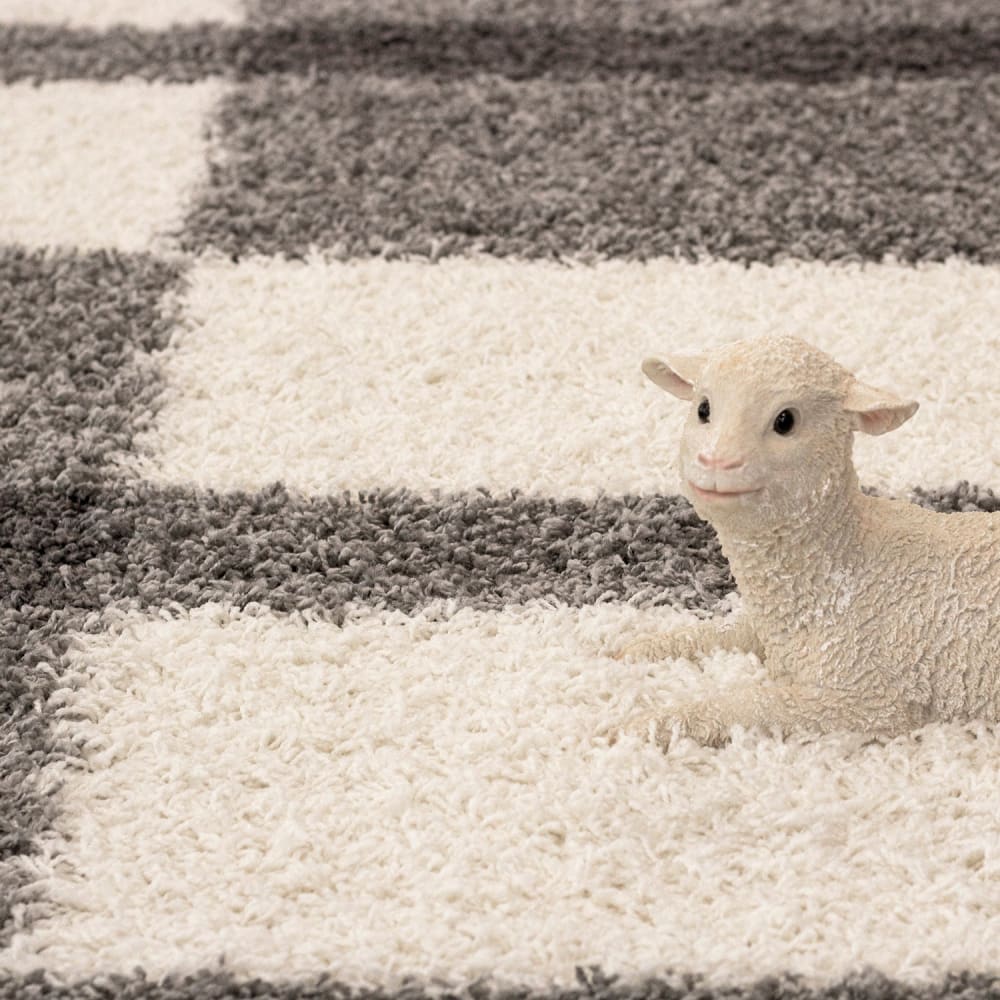 Tapis shaggy à motifs traits gris 80x250cm — vue 4