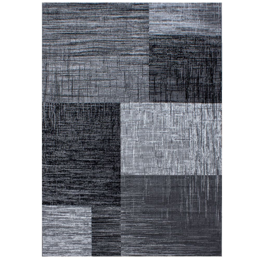 Tapis géométrique à carreaux noir 80x150cm