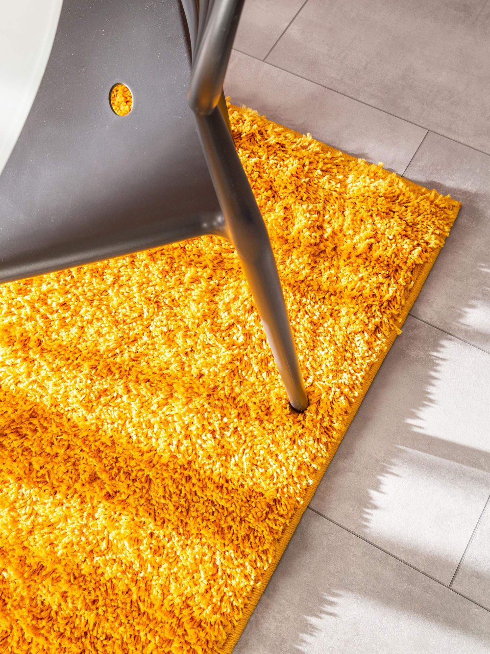 Tapis à poils longs jaune 160x160 — vue 4