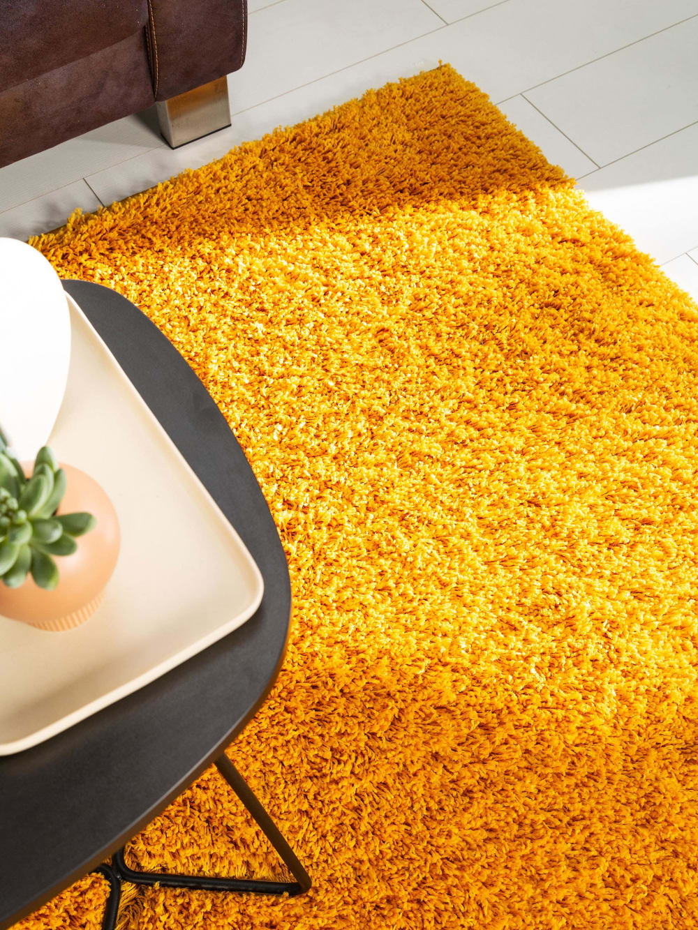 Tapis à poils longs jaune 160x230 — vue 4