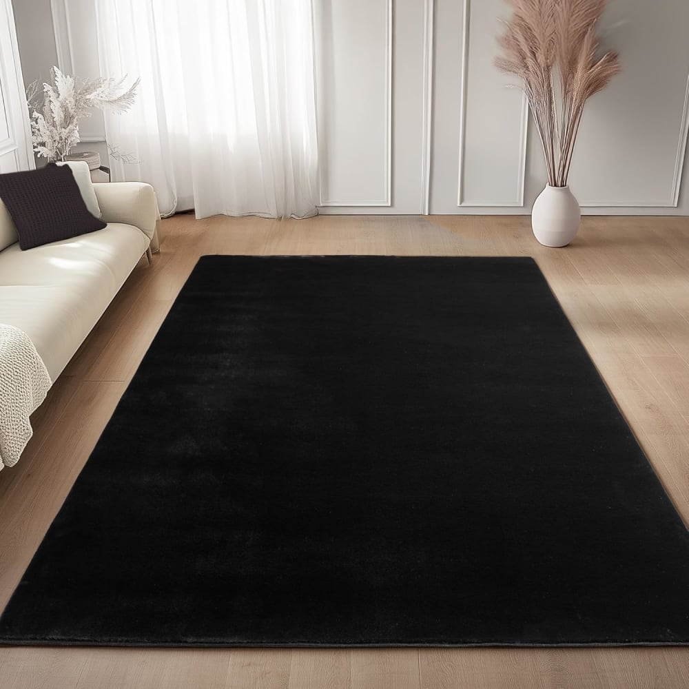 Tapis à poils doux lavable noir 80x250cm — vue 4