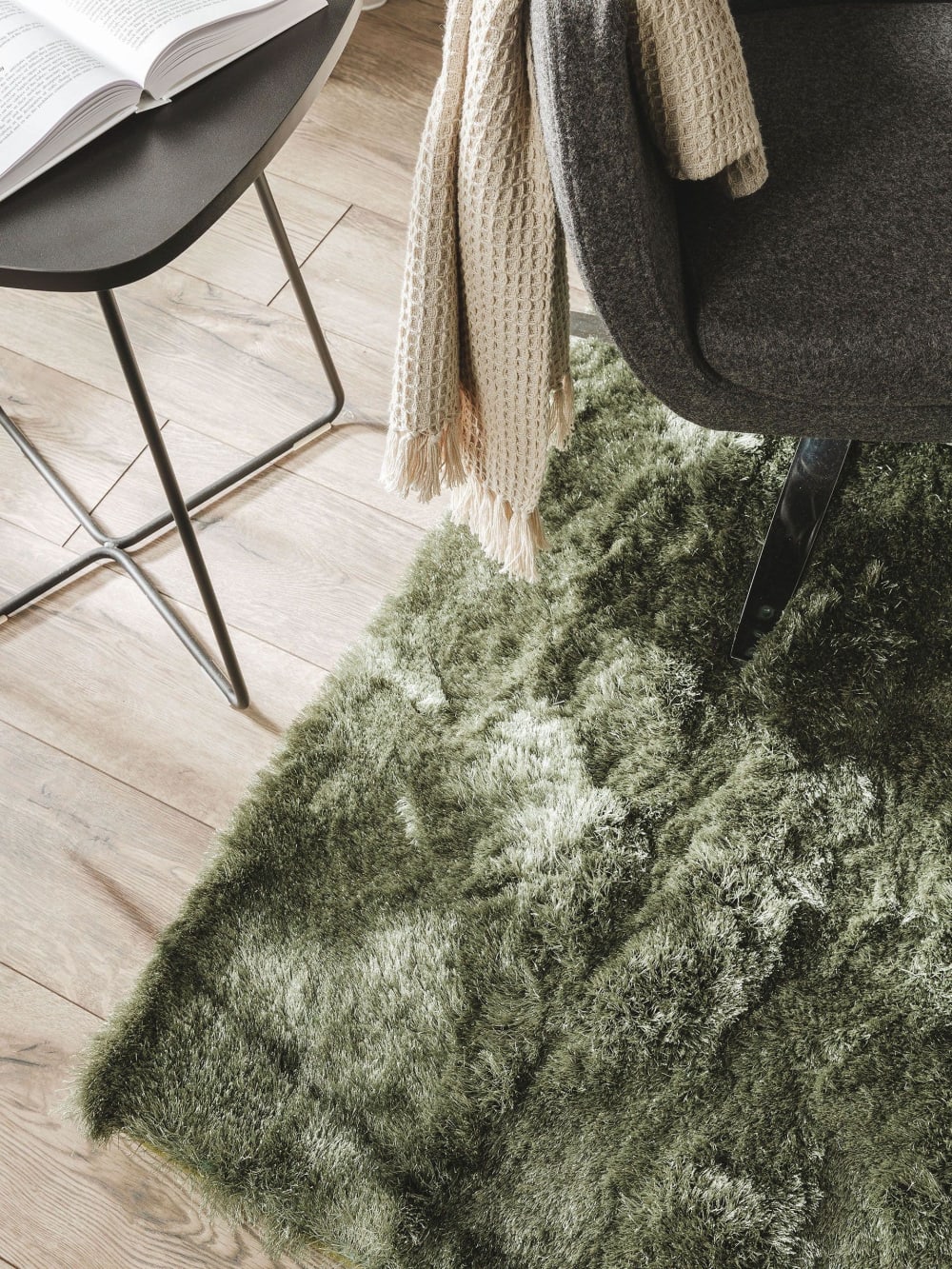 Tapis à poils longs vert 150x150 — vue 4