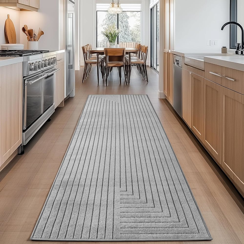 Tapis poils courts à relief nolan gris 80x150cm — vue 4