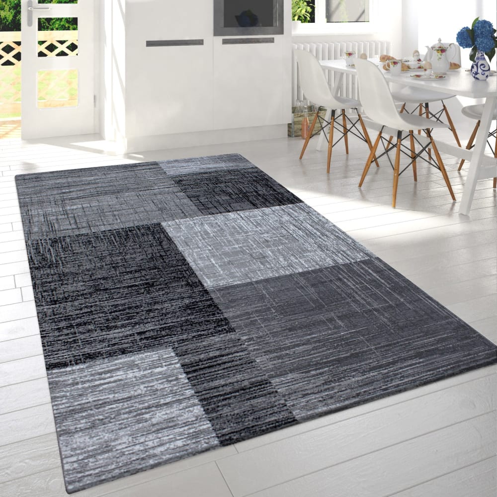 Tapis géométrique à carreaux noir 80x300cm — vue 3