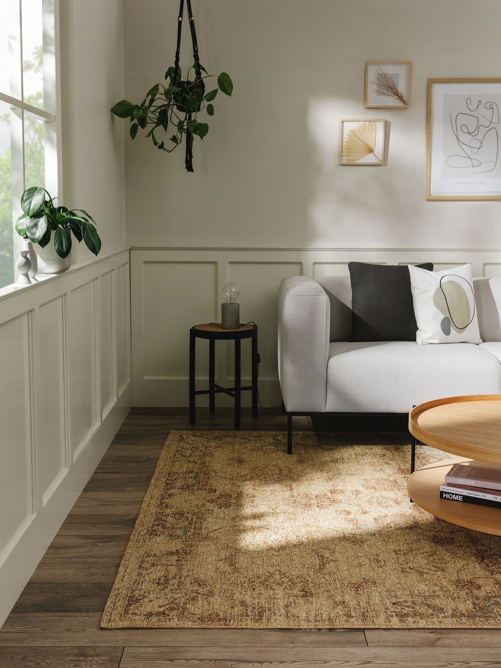 Tapis tissé à plat beige 160x235 — vue 3