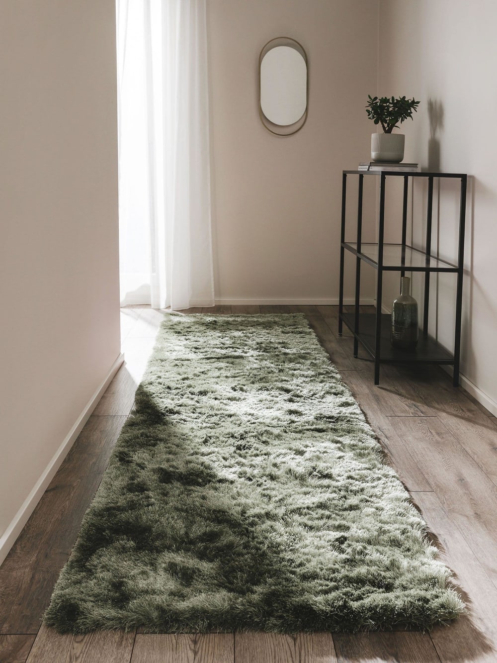 Tapis à poils longs vert 80x300 — vue 3