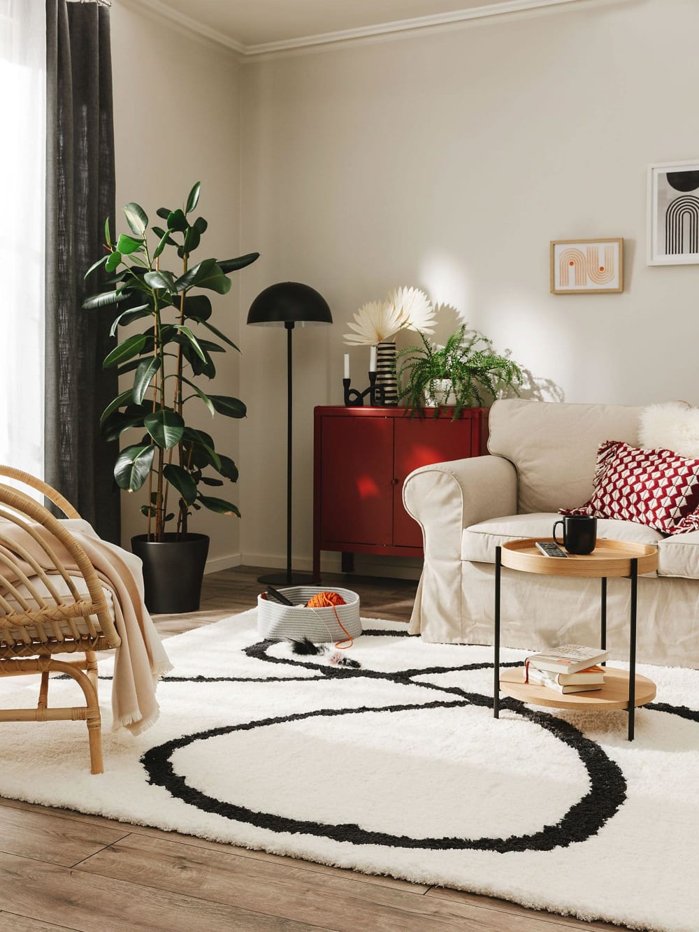 Tapis à poils longs noir & blanc 200x300 — vue 3