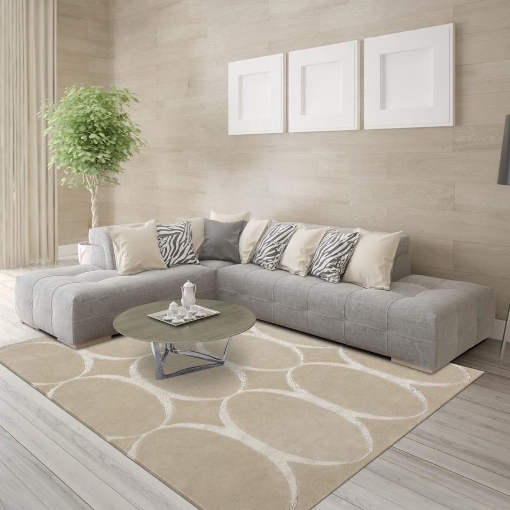 Un amour de tapis Wohnzimmerteppich 250x350 cm handgetufteter aus wolle beige style classic chic - -