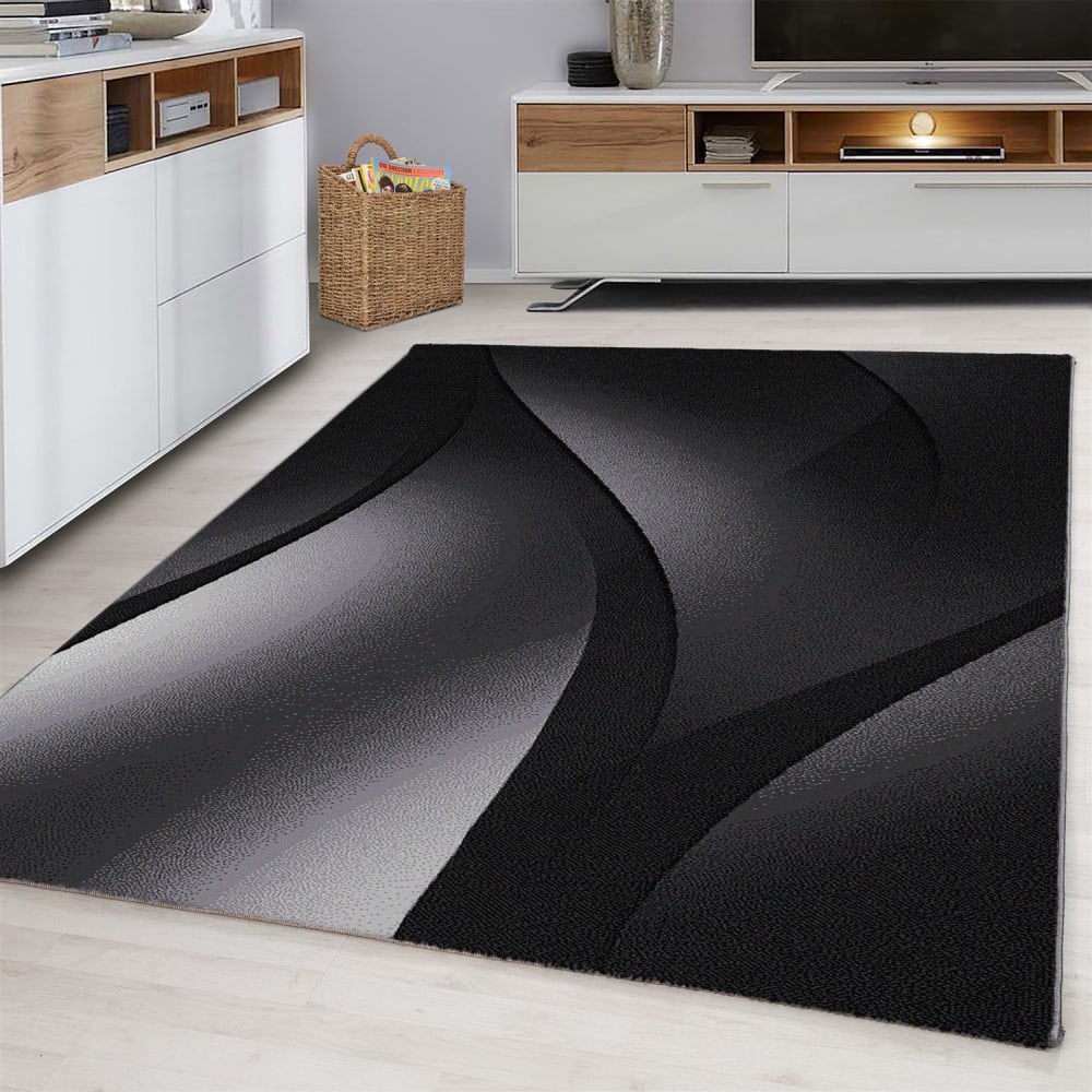 Tapis à motifs graphique noir 200x290cm — vue 3