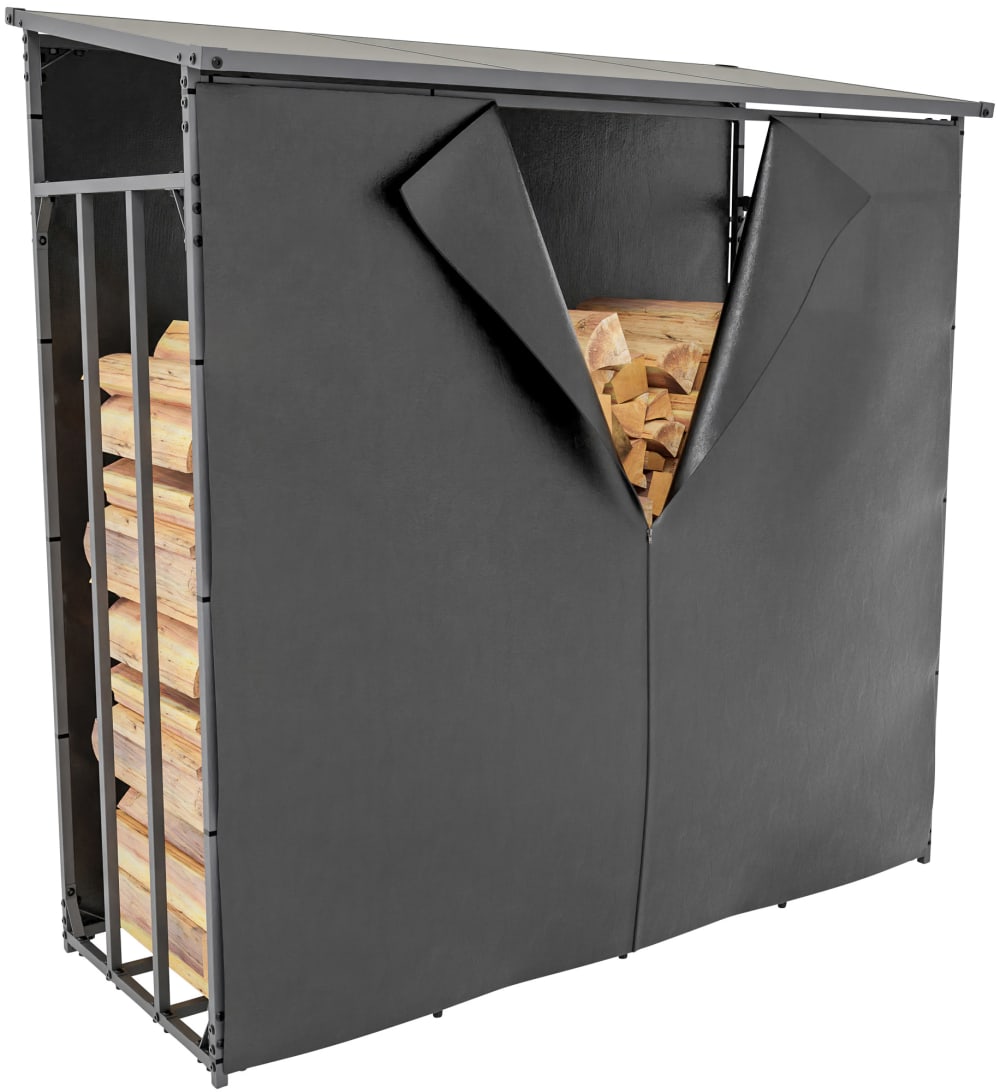 Abri à bois recouvert