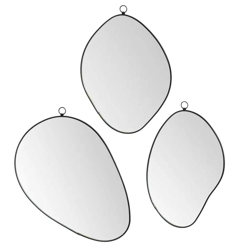Set de 3 miroirs noirs à suspendre Set de 3 miroirs noirs à suspendre
