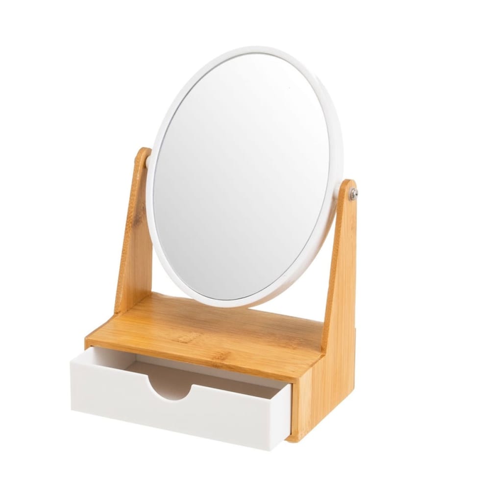 Miroir avec tiroir à bijoux en bambou Miroir avec tiroir à bijoux en bambou